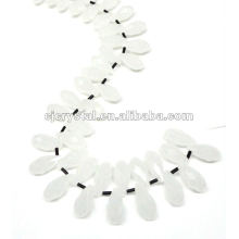 White Tear Drop Glass Beads